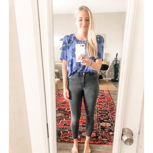 Halogen Floral Black V-Back Top (NWT)